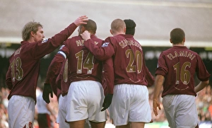 Images Dated 4th March 2006: Thierry Henry celebrates scoring Arsenals 1st goal with Alex Hleb