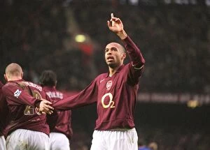 Arsenal v Middlesbrough 2005-6 Gallery: Thierry Henry celebrates scoring Arsenals 1st goal. Arsenal 7: 0 Middlesbrough