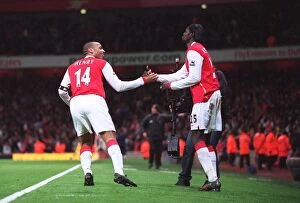 Images Dated 21st January 2007: Thierry Henry celebrates scoring Arsenals 2nd goal with Emmanuel Adebayor