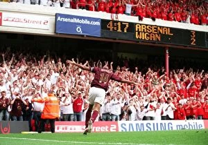 Arsenal v Wigan 2005-06 Collection: Thierry Henry celebrates scoring Arsenals 3rd goal his 2nd