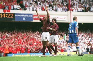 Thierry Henry celebrates scoring Arsenals 4th goal his 3rd with Jose Reyes