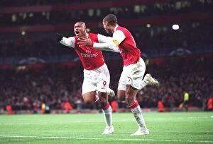 Images Dated 24th November 2006: Thierry Henry and Julio Baptista: Unforgettable Moment as Arsenal Takes a 3-1 Lead over Hamburg in