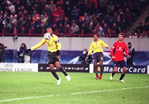 Thierry Henry shoots past CSKA Moscow goalkeeper Igor Akinfeev only to have his goal is rued out for handball. CSKA Moscow 1: 0 Arsenal, UEFA Champions League, Lokomotiv, Moscow, Russia, 17 / 10 / 2006. Credit: Stuart MacFarlane / Arsenal