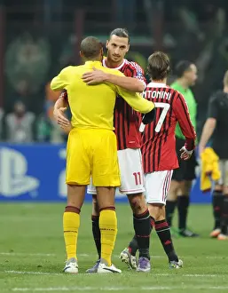 AC Milan V Arsenal 2011-12 Prints: Thierry Henry and Zlatan Ibrahimovic: A Champions League Rivalry Ends in Respect - Milan