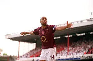 Framed Print : Thierry Henry's Triumph: Arsenal's Unforgettable Third Goal Against Tottenham Hotspur in the FA Premiership, 2006 Framed Print : Thierry Henry's Triumph: Arsenal's Unforgettable Third Goal Against Tottenham Hotspur in the FA Premiership, 2006