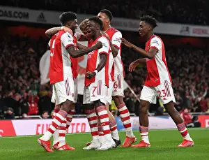 Thomas Partey and Bukayo Saka Celebrate Arsenal's First Goal Against Aston Villa (2021-22)