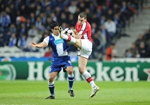 Images Dated 17th February 2010: Thomas Vermaelen (Arsenal) Falcao (Porto). FC Porto 2: 1 Arsenal, UEFA Champions League