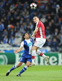 FC Porto v Arsenal 2009-10 Collection: Thomas Vermaelen (Arsenal) Falcao (Porto). FC Porto 2: 1 Arsenal, UEFA Champions League