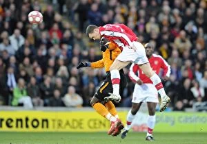 Images Dated 13th March 2010: Thomas Vermaelen (Arsenal) Kamil Zayatte (Hull). Hull City 1: 2 Arsenal