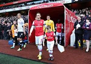 Arsenal v Fulham 2012-13 Collection: Thomas Vermaelen (Arsenal) leads out the team. Arsenal 3: 3 Fulham. Barclays Premier League
