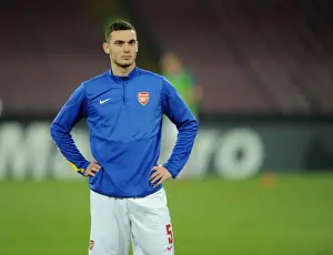 Napoli V Arsenal 2013-14 Prints: Thomas Vermaelen: Arsenal's Defender at Napoli's Stadio San Paolo (UEFA Champions League)