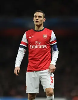 Arsenal V Montpellier 2012-13 Prints: Thomas Vermaelen: Arsenal's Defensive Powerhouse in UEFA Champions League Clash Against Montpellier (2012-13)