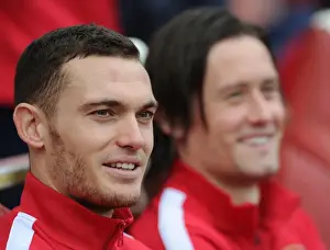 Arsenal V Norwich City 2013-14 Prints: Thomas Vermaelen: Arsenal's Focus Before Arsenal v Norwich City (2013-14)