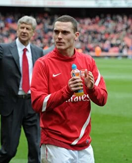 Images Dated 5th May 2012: Thomas Vermaelen Celebrates with Arsenal Fans: Arsenal vs Norwich City, Premier League 2011-12