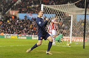 Images Dated 27th February 2010: Thomas Vermaelen celebrates scoring the 3rd Arsenal goal. Stoke City 1: 3 Arsenal