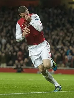 Thomas Vermaelen celebrates scoring the Arsenal goal during the Barclays Premier League match between Arsenal