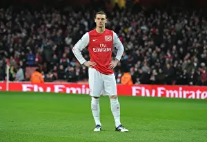 Arsenal V Aston Villa - FA Cup 2011-12 Prints: Thomas Vermaelen Focuses in Arsenal's FA Cup Clash Against Aston Villa