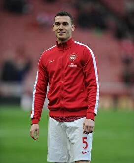 Images Dated 28th April 2014: Thomas Vermaelen Leads Arsenal to 2-0 Victory over Newcastle United in Barclays Premier League