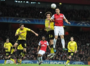 Arsenal V Borussia Dortmund 2011-12 Prints: Thomas Vermaelen Outmaneuvers Mats Hummels