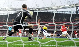 Arsenal V West Bromwich Albion 2011-12 Prints: Thomas Vermaelen Scores Arsenal's Second Goal: Arsenal 3-0 West Bromwich Albion