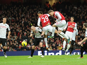 Arsenal V Fulham 2011-12 Prints: Thomas Vermaelen Scores the Winning Goal: Arsenal vs. Fulham, Premier League 2011-12