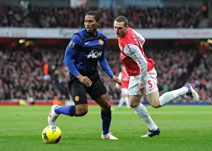 Arsenal V Manchester United 2011-12 Prints: Thomas Vermaelen vs. Antonio Valencia: A Battle at the Emirates - Arsenal v Manchester United