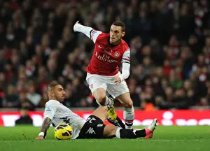 Arsenal V Fulham 2012-13 Prints: Thomas Vermaelen vs. Ashkan Dejagah: Battle at Emirates Stadium (Arsenal v Fulham)