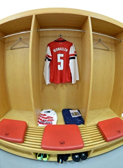 Arsenal V Chelsea - Capital One Cup 4th Rd 2013-14 Prints: Thomas Vermaelen's Arsenal Changing Room: Preparing for Arsenal vs