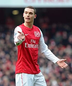 Images Dated 4th February 2012: Thomas Vermaelen's Dominant Performance: Arsenal Crushes Blackburn Rovers 7-1 in Premier League