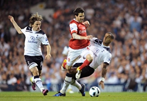 Three-Way Rivalry: Fabregas, Modric, Huddlestone in the Intense 3-3 Battle Between Arsenal and Tottenham, Barclays Premier League, White Hart Lane, 20/4/11