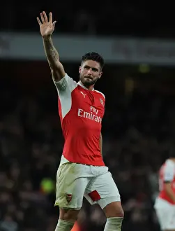 Arsenal V Everton 2015/16 Prints: Thrilling Goal Celebration: Olivier Giroud Scores for Arsenal Against Everton (2015/16)
