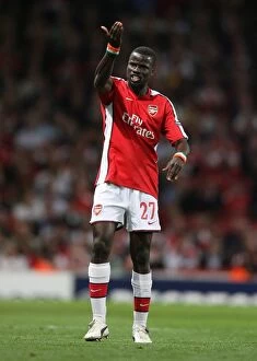 Eboue Emmanuel Collection: Thrilling Goal: Eboue Scores the Difference for Arsenal against Olympiacos in 2009 Champions League