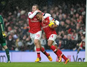 Chelsea V Arsenal 2012-13 Prints: The Thrilling Goal and Emotional Reaction of Theo Walcott and Jack Wilshere (Chelsea vs)