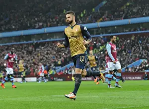 Aston Villa V Arsenal 2015-16 Prints: Thrilling Goal: Olivier Giroud Scores for Arsenal against Aston Villa