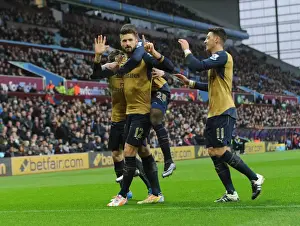 Aston Villa V Arsenal 2015-16 Prints: Thrilling Goal: Olivier Giroud Scores for Arsenal against Aston Villa