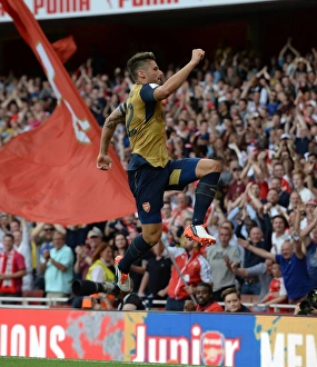 Arsenal V Olympique Lyonnais - Emirates Cup 2015/16 Prints: Thrilling Goal: Olivier Giroud Scores for Arsenal against Olympique Lyonnais - Emirates Cup 2015/16