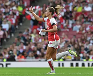 Arsenal Women V Liverpool Women 2023-24 Prints: Thrilling Moment: Lia Walti Charges onto Emirates Pitch for Arsenal Women vs Liverpool Women (Barclays WSL)