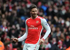 Thrilling Moment: Olivier Giroud's Goal Celebration (Arsenal vs. Aston Villa, Premier League 2014-15)