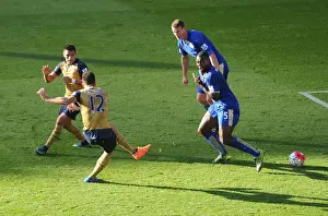 Leicester City V Arsenal 2015/16 Prints: Thunderbolt Goal: Olivier Giroud Scores Past Wes Morgan (Leicester City vs)