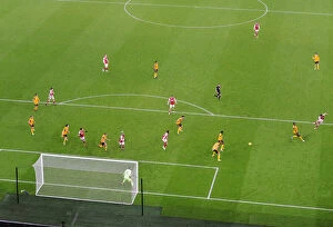 Arsenal v Wolverhampton Wanderers 2020-21 Collection: Tierney's Thunderous Strike: Arsenal's Empty Emirates Victory vs