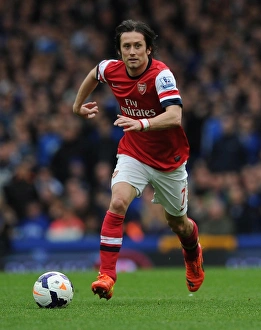 Everton Prints: Tomas Rosicky in Action: Everton vs Arsenal, Premier League 2013/14