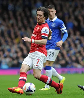 Everton Prints: Tomas Rosicky in Action: Everton vs Arsenal, Premier League 2013-2014