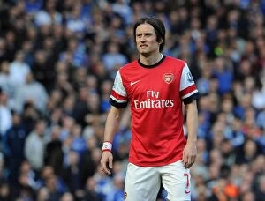 Images Dated 22nd March 2014: Tomas Rosicky in Action: A Football Battle at Stamford Bridge - Chelsea vs