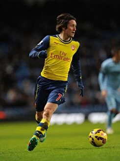 Images Dated 18th January 2015: Tomas Rosicky in Action: Manchester City vs Arsenal, Premier League 2014-15