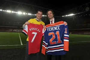 Arsenal V Newcastle United 2013/14 Prints: Tomas Rosicky and Andrew Ference: Unlikely Friends Celebrate Arsenal's Victory Over Newcastle United