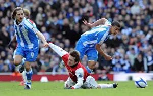 Arsenal V Huddersfield Town - FA Cup Prints: Tomas Rosicky (Arsenal) Joey Gudjonsson and Lee Peltier (Huddersfield)