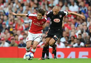 Arsenal V Athletico Madrid 2009-10 Prints: Tomas Rosicky (Arsenal) John Heitinga (Athletico Madrid)
