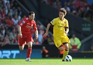 Images Dated 15th August 2010: Tomas Rosicky (Arsenal) Maxi Rodriguez (Liverpool). Liverpool 1: 1 Arsenal