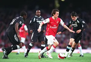 Tomas Rosicky (Arsenal) Nedum Onuoha and Joey Barton (Man City)