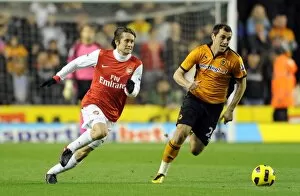 Images Dated 10th November 2010: Tomas Rosicky (Arsenal) Nenad Milijas (Wolves). Wolverhampton Wanderers 0: 2 Arsenal